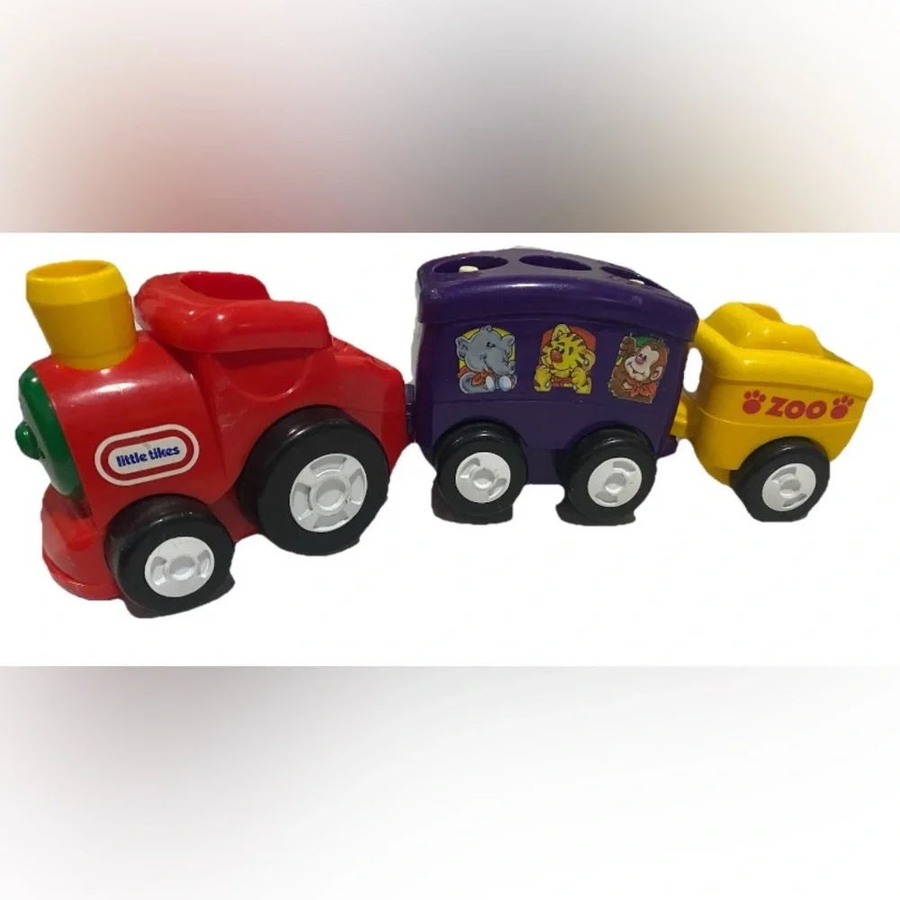 Little Tikes Vintage Toddler Zoo Animal Toy Train Set Red Purple Yellow